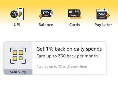 Amazon Scan and Pay - Get 1% Cashback up to ₹50 per month Assured up to ₹2 back every time