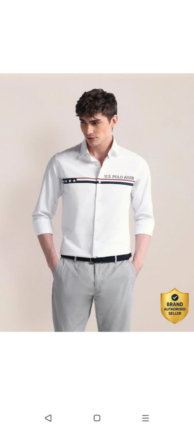 Take a look at this Men Regular Fit Solid Cut Away Collar Casual Shirt