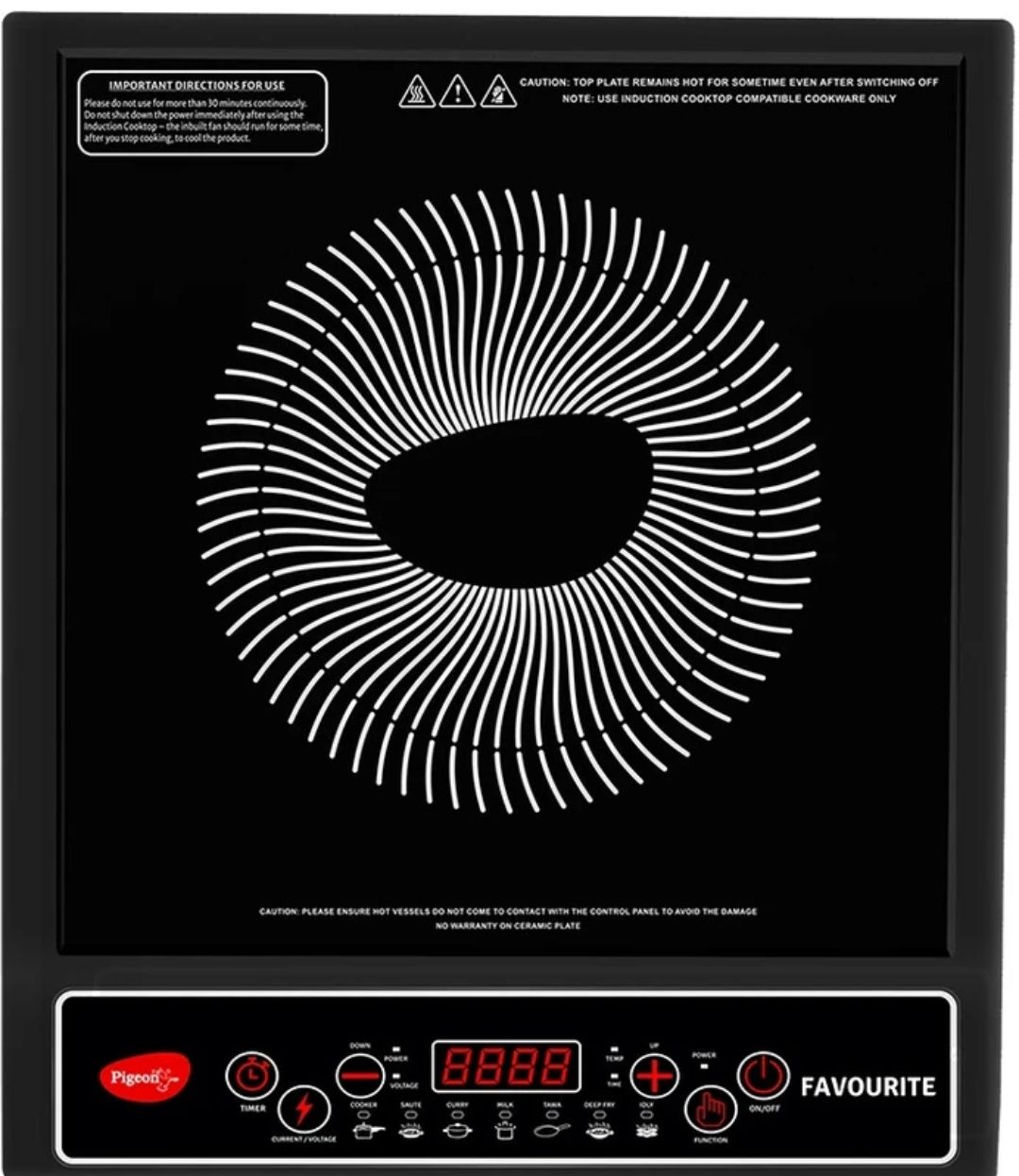 Pigeon 1800 W Induction Cooktop Push Button (Black, Favourite)