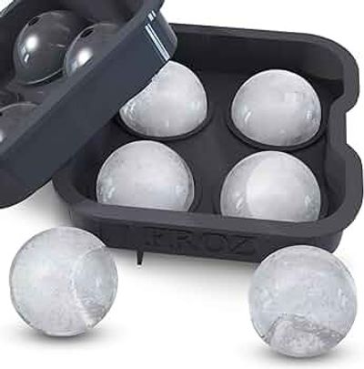 BRENSTEN FROZ Sphere Ice Ball Maker - 4 Large 2" Slow Melting Round Ice Balls