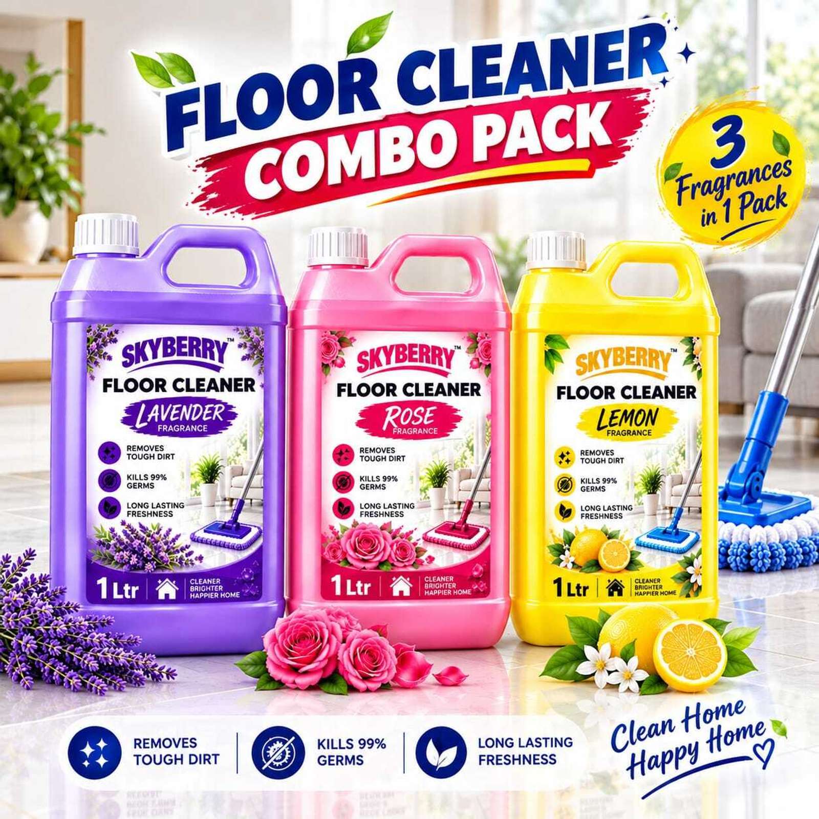 skyberry Powerful Floor Cleaner Liquid | Removes Tough Dirt & Sta...more