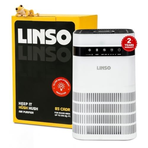 LINSO HUSH HEPA H13 Air Purifier For Bedroom 85 m³/h CADR, covers 216 Sq.Ft