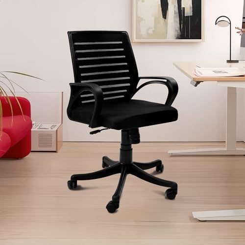 HIGHLIVING Relax Office Chair with Adjustable Height (17X21"), 120 Tilt Mechanism, Wider Mesh Backrest, Moulded Foam Seat, Fixed Armrest, Heavy-Duty Nylon Base & 60mm Wheels (Black)
