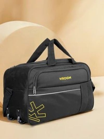 WROGN 70 L Strolley Duffel Bag - WRN 24 INCH WHEEL DUFFLE Traveling Travel Waterproof - Black - Large Capacity