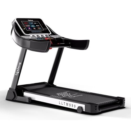 Lifelong Treadmill for Home - 6 HP Peak Motorized Treadmill, 6 Level Manual Inclines, Max Speed 14 km/hr - Heart Rate Sensor, Bluetooth Speaker,10Inch Touch Screen, Fitshow App Max Weight 120Kg