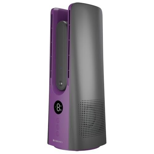 Zebronics Heat Buster 2000 BLDC Desktop Fan, Quiet Ultra-Fine Mist, 3000 RPM, 7h Backup, 9 Speed Modes, Bladeless Design, Quiet Operation, Wide Sweep, 3500mAh Battery, LED Display, Type-C (Lilac Grey)