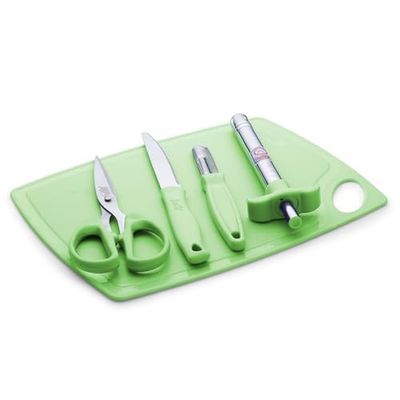 Anjali 5-Piece Kitchen Tool Set - 1 Chopping Board, 1 Knife, 1 Peeler, 1 Scissor, 1 Lighter - Essential Cooking & Food Prep Accessories for Home