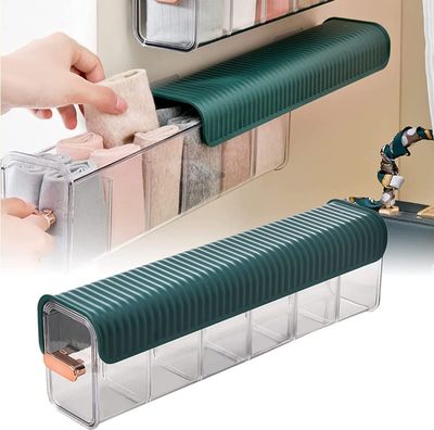 Arto Clear Wall Mounted Drawer Organizer, Wall Hanging Transparent Underwear Panties Storage Box Punch-Free Multifunctional Storage Box for Clothes, Socks, Ties
