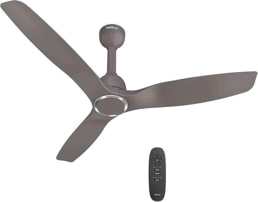 Havells Stealth Slim BLDC 1200 mm Ceiling Fan | Remote Controlled, High Air Delivery Fan | 5 Star Rated, Upto 50% Energy Saving, Reverse Rotation, 2 Year Brand Warranty | (Pack of 1, Stone Grey)