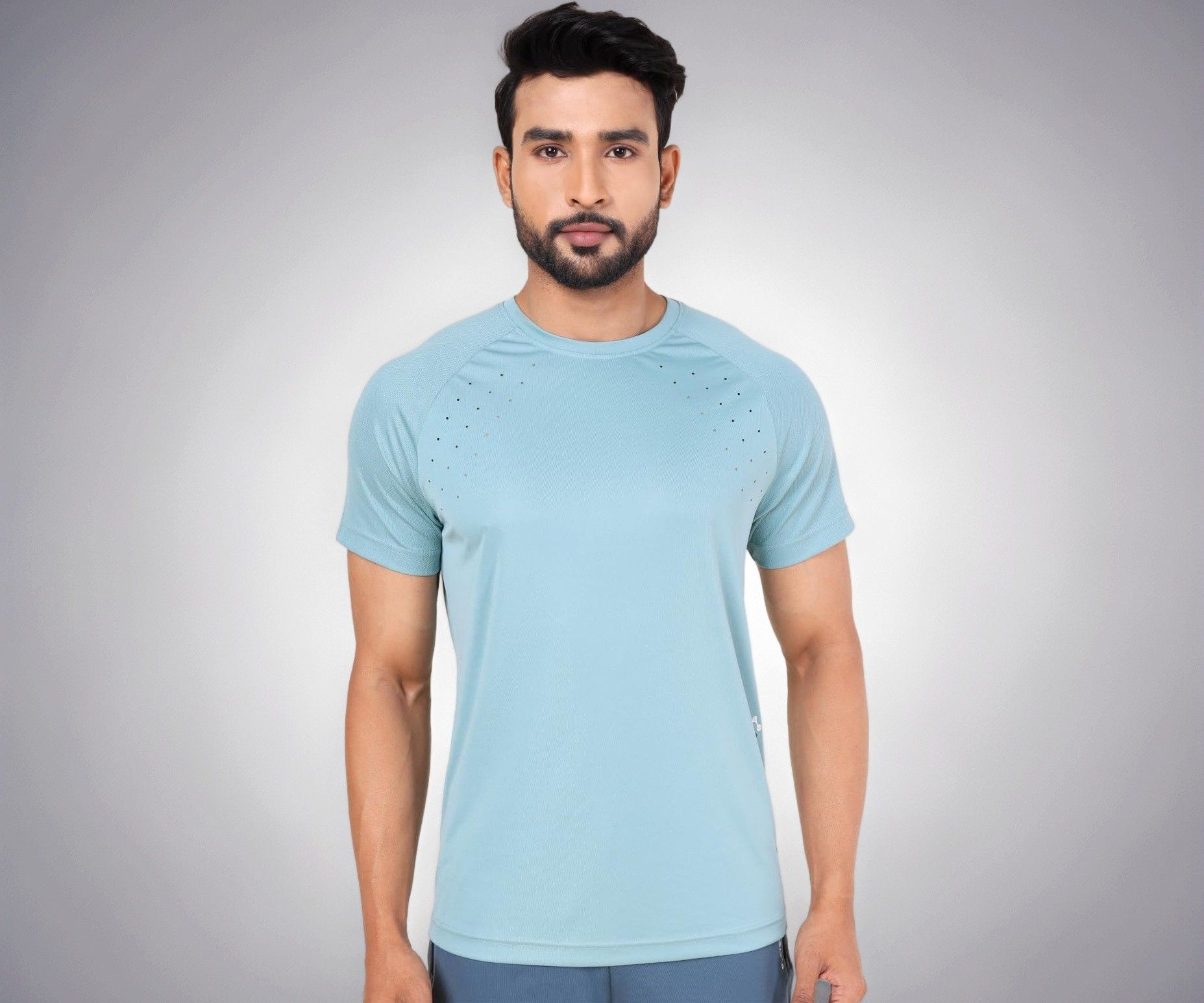 Colors By Rupa Mens PLAYSURE Dry FIT Raglan Sleeve Activewear Round Neck T-Shirt | 100% Polyester Fabric | Laser-Cut Chest | Reflective Design | Regular Fit