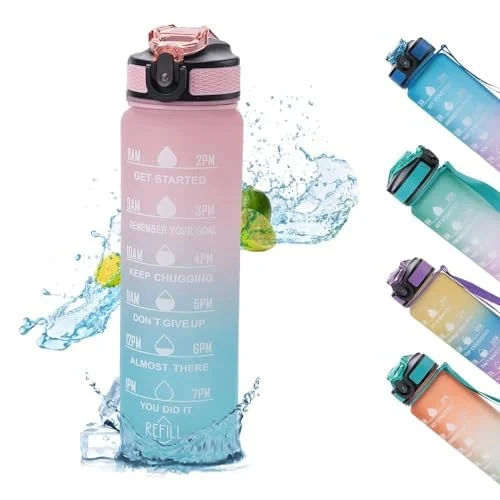 Kuber Industries Motivational Water Bottle with Time Marker
