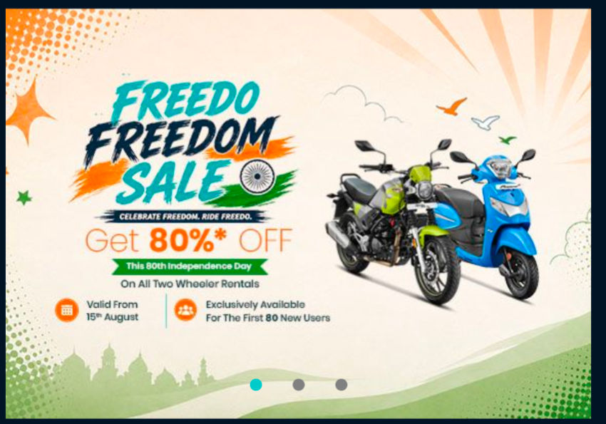 Freedo: 80% off on Bike Rentals (From Hero Motocorp)
