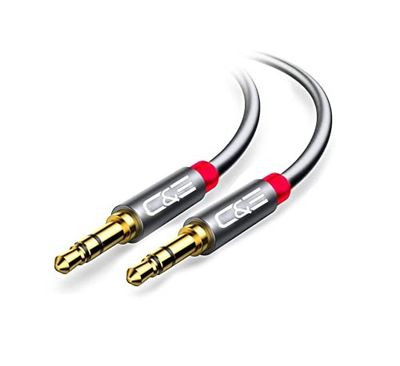 C&E CNE47036 1.5 FT(0.4 M) 3.5mm Aux Male to Male Extension Stereo Audio Cable Grey (1.5 Feet/0.4 Meters) Compatible for iPhone, iPad or Smartphones, Tablets, Media Players (5 Pack)