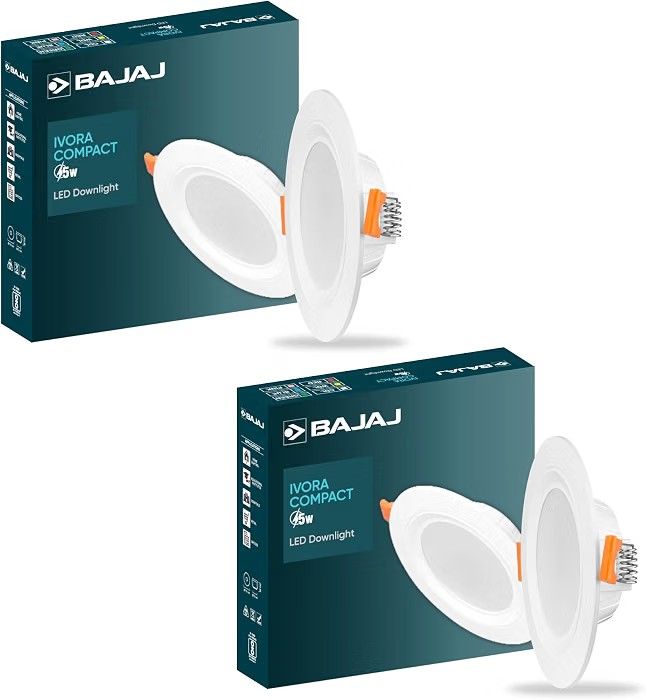 Bajaj Polycarbonate Ivora Compact Downlight | 5W LED Downlight | (Pink, Pack of 2)
