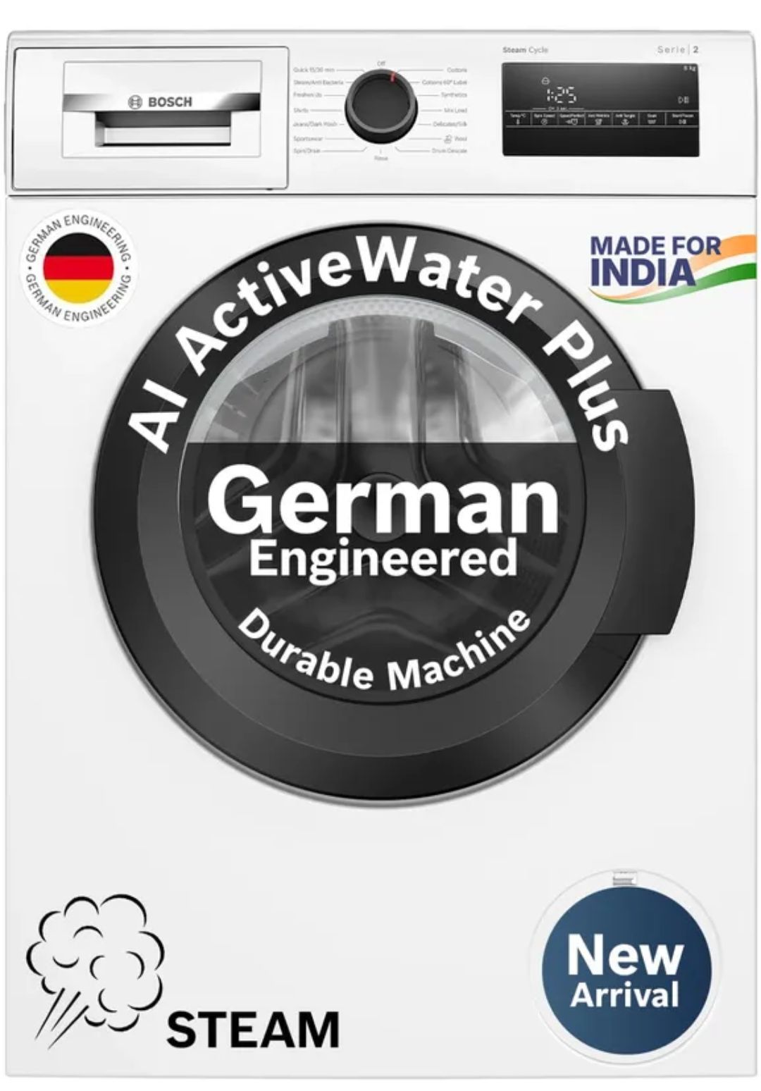 Bosch 9 kg Fully Automatic Front Load with In-built Heater White on Flipkart