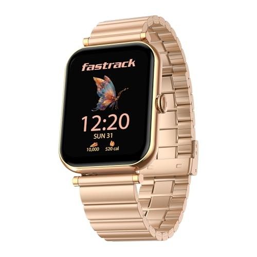 Fastrack Noir Charm Smart Watch for Women 1.65" inch AMOLED Display,Sleek Design,AI Watchface & AI Chat,Functional Crown,24/7 Health Suite,BT Calling,SpO2,HRM,IP68, Multiple Menu Styles- Rose Gold