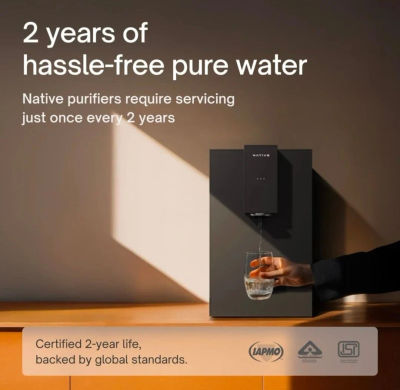 Native By Urban Company - M0 5 L RO + UV + Minerals Water Purifier 8-Stage Water Purifier | No Service for 2 Years | Free Pre-filter (Lowest)