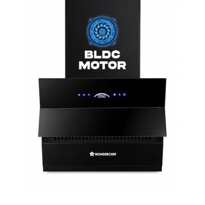Wonderchef Ultra Slant 60cm Filterless Auto-clean Kitchen Chimney with Oil Collector, BLDC Motor, Suction 2000 m3/hr, Motion Sensor + Touch Control, 15-Yr Warranty on Motor & 5-Yr Comprehensive, Black