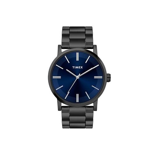 TIMEX Analog Watch for man with Blue Round Dial & Black Stainless Steel Bracelet Band Water Resistant Men's Wrist Watches - TWHG35SMU08