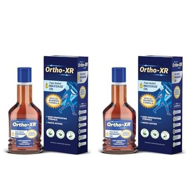 Ortho XR Ayurvedic Pain Relief Massage Oil 55ml x 2 | Instant Relief for Back, Knee, Joint, Neck, Shoulder, Muscle & Arthritis Pain | Special Warming Formula | Herbal & Skin-Friendly | 110 ml