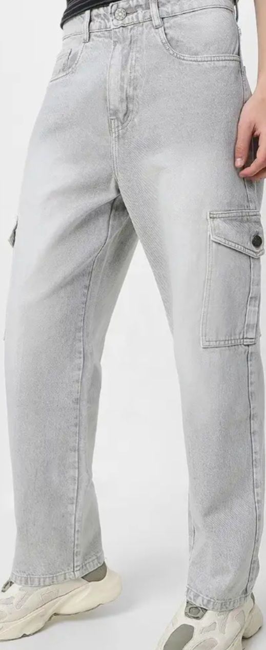 Neostreak Men's Loose Baggy Fit Washed Cargo Jeans with 6 Pockets Non-Stretchable