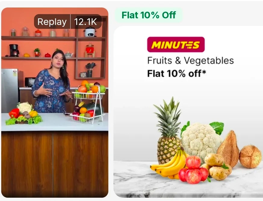 Flipkart Minutes - 10% of on fruits and vegetables