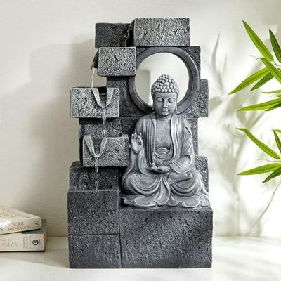 Home Centre Corsica Alpine Polyresin Buddha Fountain - 26x18x44cm [Apply 30% Coupon]