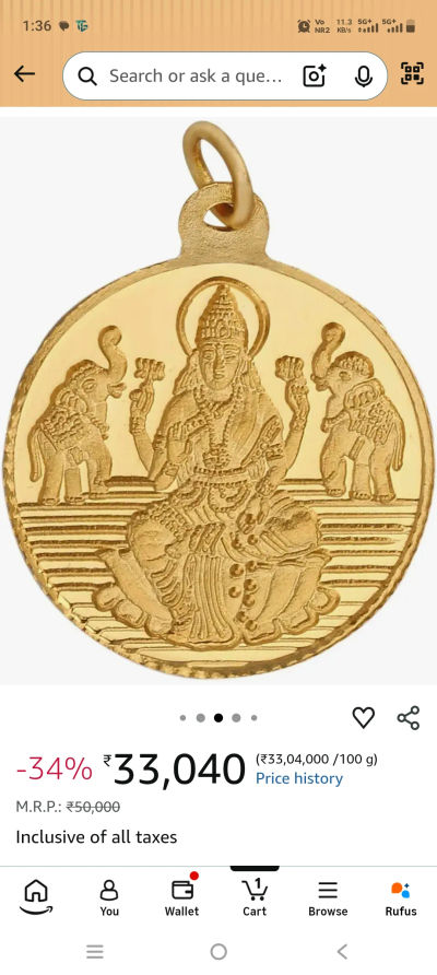 BANGALORE REFINERY 2GM GOLD PENDANT (24K)