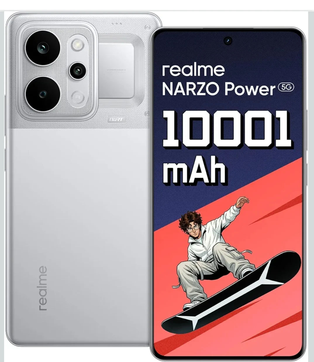 realme NARZO Power 5G (Titan Silver,8GB+128GB) 10001mAh Power.
