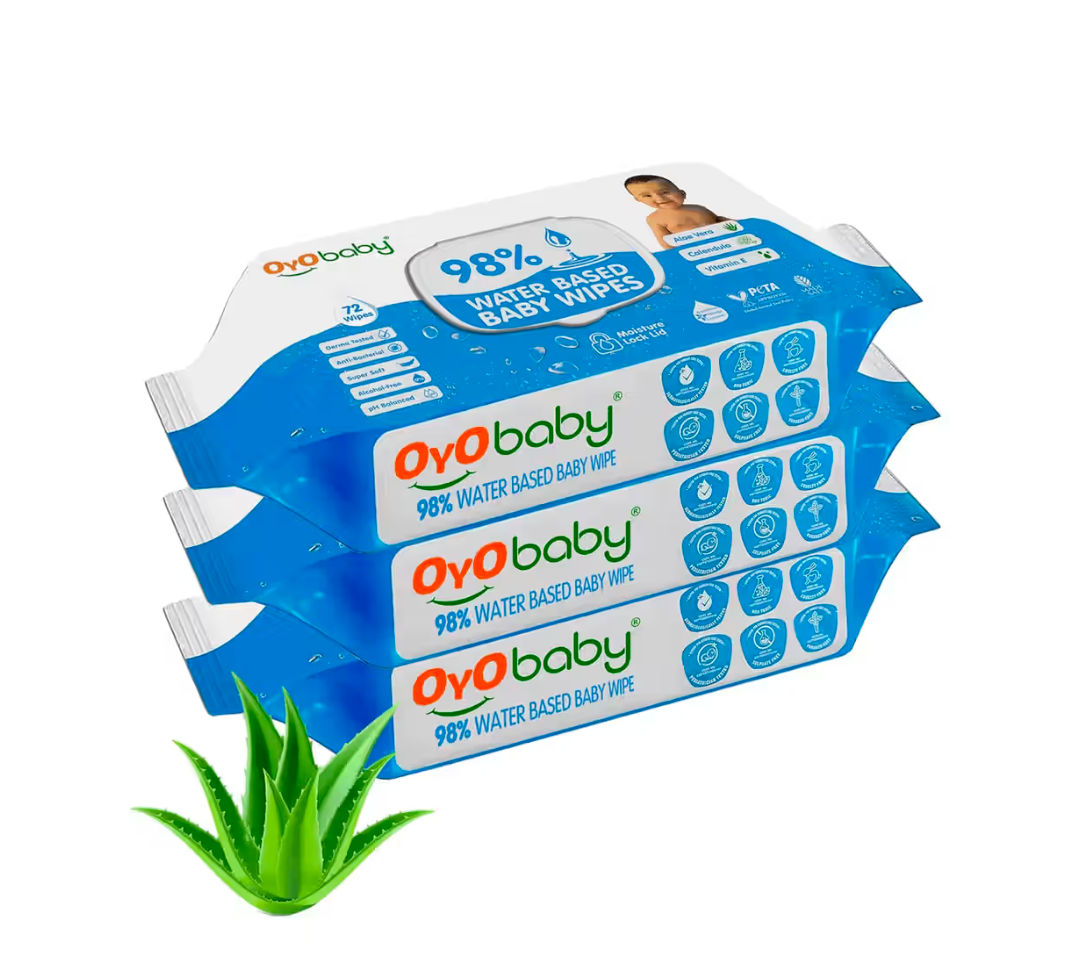 OYO BABY Wipes - 72 x 3 Combo (216 Wipes), Extra Moist with Aloe Vera & Vitamin E on Instamart