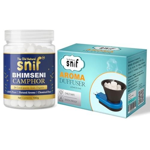 Snif® Bhimseni Camphor with Electric Diffuser | Parent (Diffuser Machine & Camphor Tablets, 1)