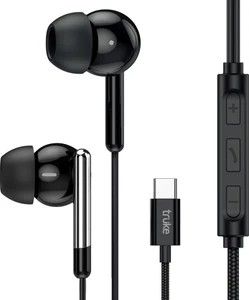 truke Bass H1 Wired Earphones w/ Type-C Jack, Rich Bass, 13mm Drivers, Smart Controls Wired Headset (Black, In the Ear)