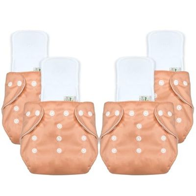 Bumpers Baby Reusable Cloth Diaper with Insert Pad | Leak-Proof, Super Absorbent & Ultra Soft | Adjustable & Washable Cloth Diaper | Prevent Rashes | Freesize 5-17Kg | (3M-3Y), Pack of 4, Orange