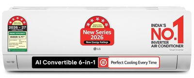 LG 1.42 Ton 5 Star, 5000 W Cooling Capacity, Smart Inverter Split AC (Copper, AI Convertible 6in1, Faster Cooling & Energy Saving, 4 Way Swing, HD Filter with Allergen Protection