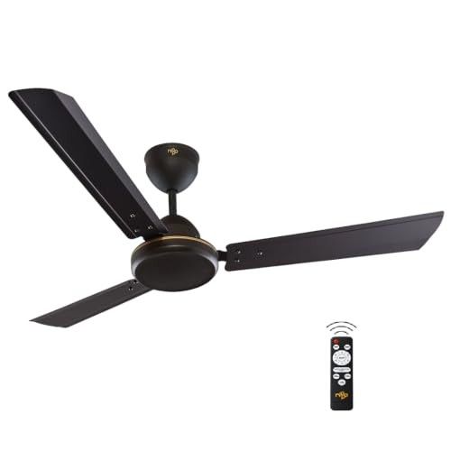 Nippo ZEN Remote Controlled 1200mm BLDC Ceiling Fan | BEE 5 Star | High Air Flow | Low Noise | Power Saving | Ergonomic Design with 3 Year Warranty | Smoky Brown