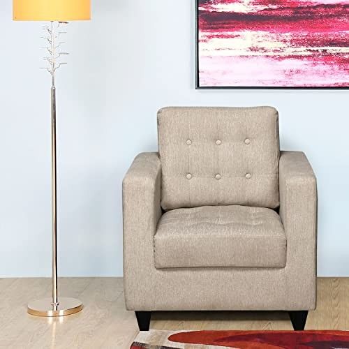 @home By Nilkamal Matthew Fabric 1 Seater Sofa for Living Room in Beige Color & Matte Finish