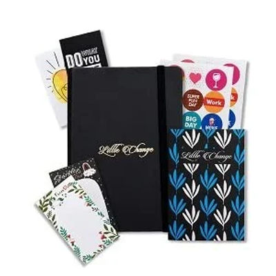 Amazon Basics A5 Black Undated Journal Planner with To-Do Lists & Stickers