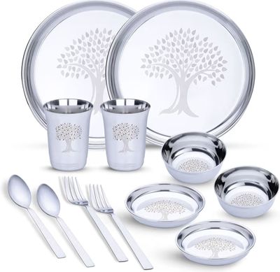 Limetro Steel Stainless Steel Dinner Set for 2 Persons