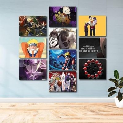 ATEVON Naruto Wall Poster Set - Pack of 10 A4 Size 12x8 Inch