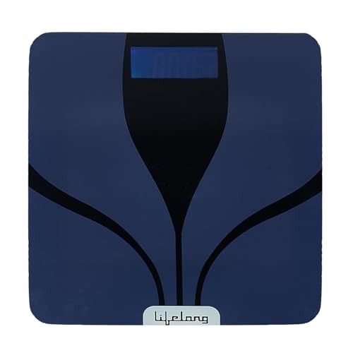 Lifelong LLWS27 Digital Weighing Scale|Glass Weighing Scale Machine|Electronic Bathroom Scales & Weight Machine for Home & Human Balance Battery included (Blue)