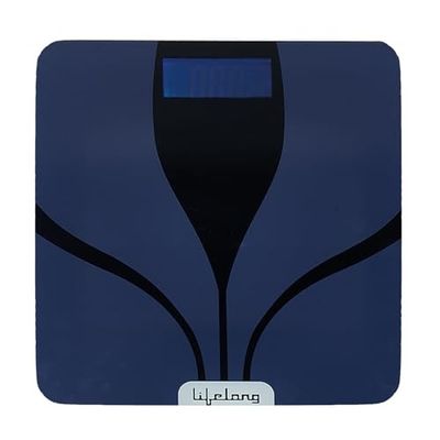 Lifelong LLWS27 Digital Weighing Scale|Glass Weighing Scale Machine|Electronic Bathroom Scales & Weight Machine for Home & Human Balance Battery included (Blue)