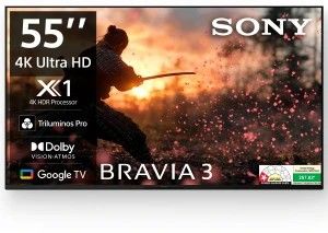 SONY Bravia 3 138.8 cm (55 inch) Ultra HD (4K) LED Smart Google TV with Dolby Vision| Dolby Atmos | Feature for Playstation 5 (K-55S30B)