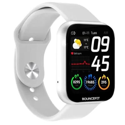 Bouncefit M I D116 Fitness Band Smart Watch for Men, Women, Boys, Girls, Kids - Single Touch Interface, Water Resistant, Workout Modes, Quick Charge Sports Smartwatch - White