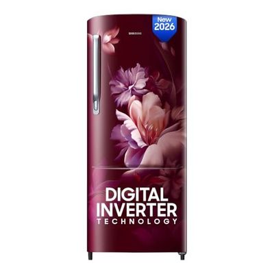 Samsung 223 L, 3 Star, Digital Inverter, Direct-Cool Single Door Refrigerator (RR24H2723RZ/NL, Midnight Blossom Red, Single Touch Defrost, 2026 Model)