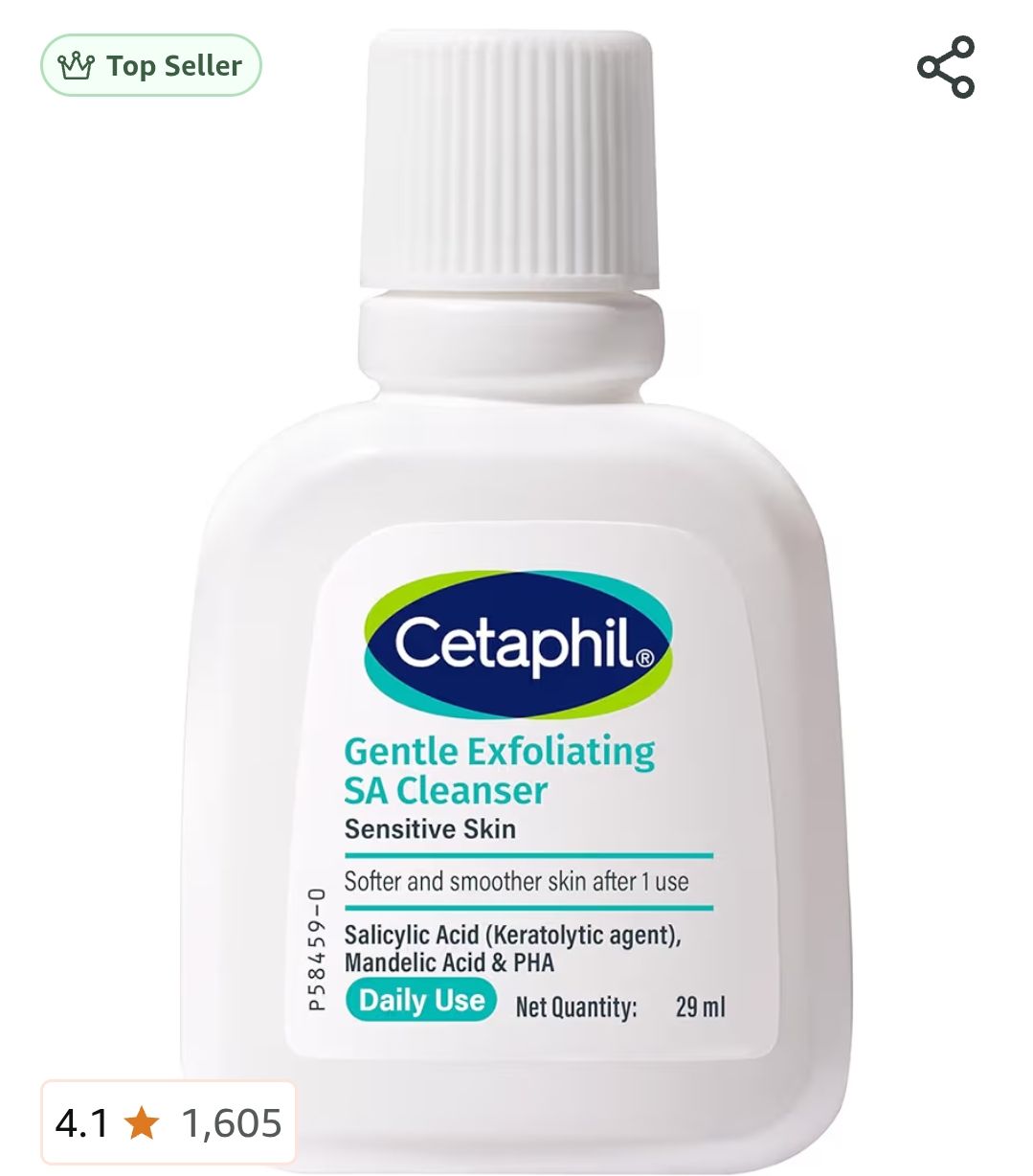 Cetaphil Gentle Exfoliating SA Cleanser 29ml | Daily Foaming Face Wash with Salicylic Acid, Mandelic Acid & Gluconolactone | Smooth, Even Skin |