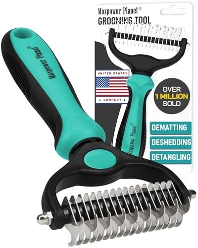 Maxpower Planet Pet Grooming Brush - Double Sided Shedding, Dematting - Undercoat Rake Dogs - Dog Grooming Brush - Deshedding Brush for Dogs - Dog Brush, Cat Brush, Reduce Shedding by 95%, Turquoise