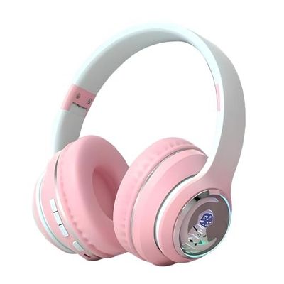 PunnkFunnk Newly Launched Astro Junior BT v5.3 Noise Cancelling Wireless Over-Ear Bluetooth Headphones Hi-Res Audio, 40mm Driver, Deep Bass, Memory Foam Ear Cups, for Kids Teens Adults(Pink)