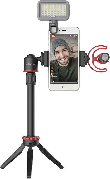 BOYA Vlogging Kit - Video Wi-Fi Microphone, Mini Tripod with Extension Handle, Cold Shoe Mount, Windshield - Vlogger Starter Kit - Youtuber Kit (BY-VG330)