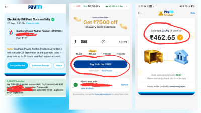 Paytm Pay a min ₹100 Electricity bill & get Flat ₹100 Off Gold coupon