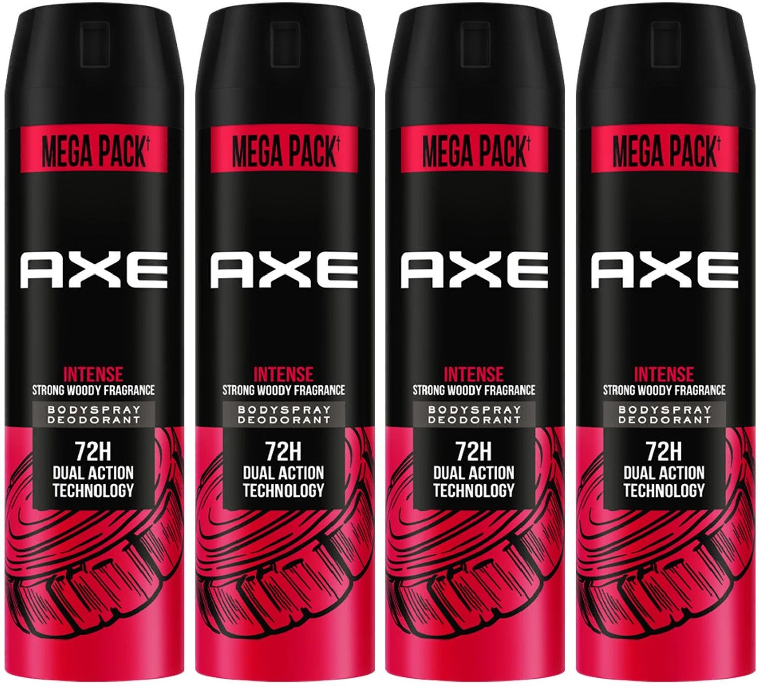 AXE Intense Body Spray - For Men (860 ml, Pack of 4)